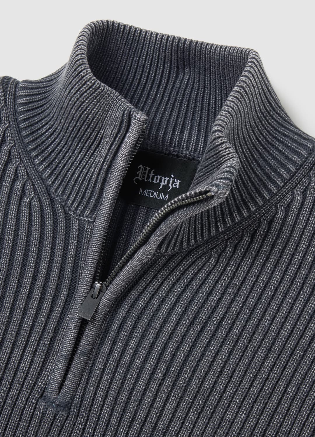Half-zip Ribbed Knit Vintage Grey | OVS Half-zip Ribbed Knit Vintage Grey - 7 | OVS