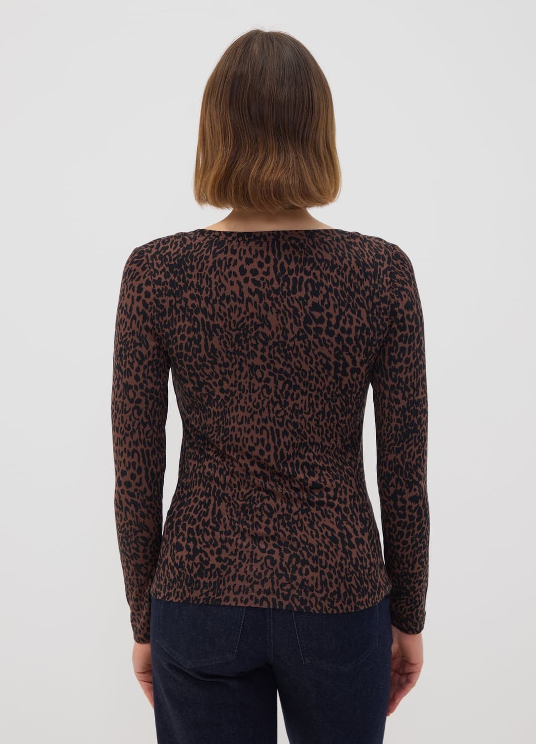 Braunes Slim-fit-t-shirt Aus Stretch-viskose Mit Animal-print | OVS Braunes Slim-fit-t-shirt Aus Stretch-viskose Mit Animal-print - 3 | OVS
