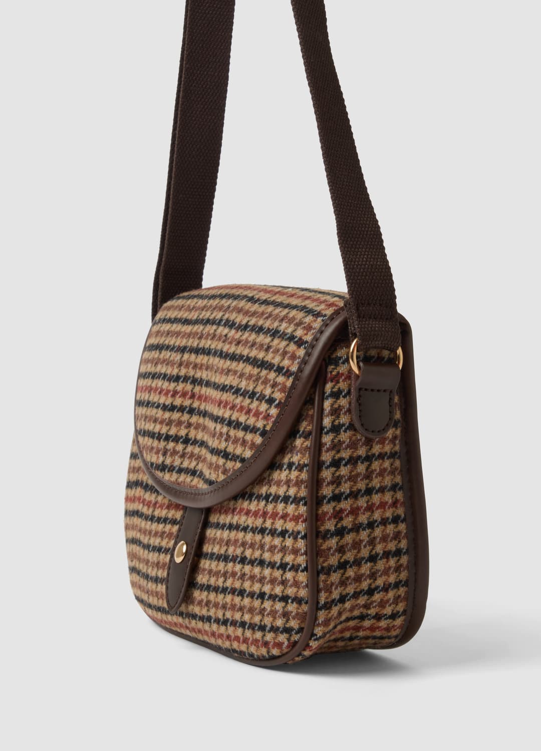 Borsa Marrone In Misto Lana E Viscosa Con Tracolla A Quadri | OVS Borsa Marrone In Misto Lana E Viscosa Con Tracolla A Quadri - 1 | OVS