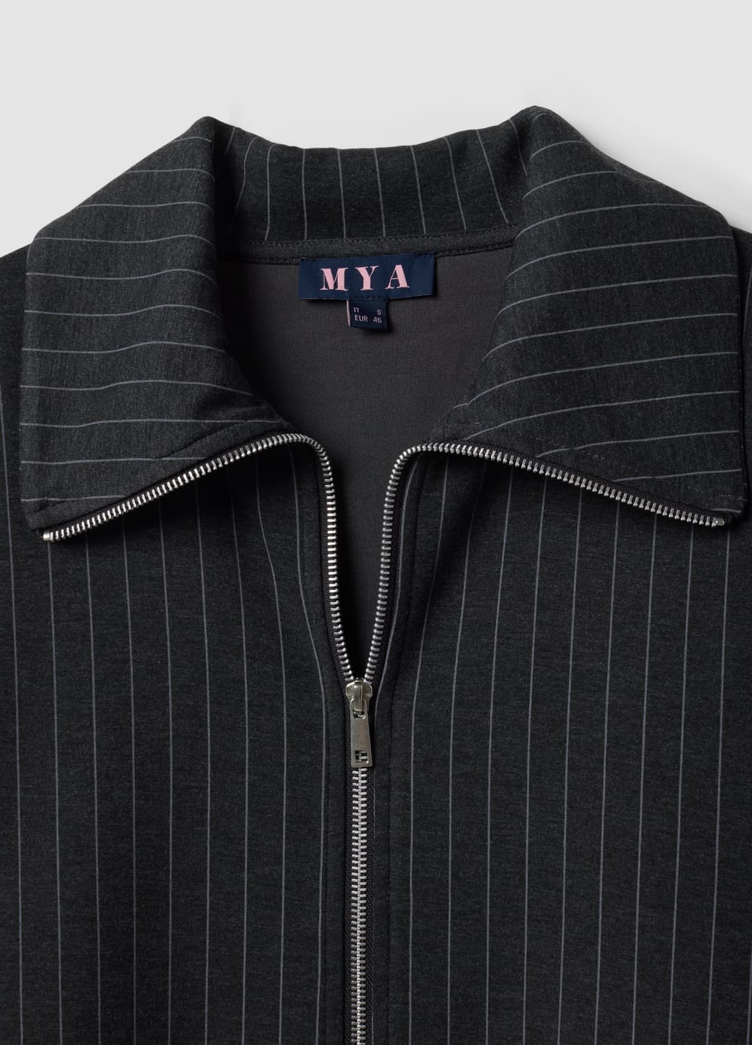 Felpa Full Zip Grigia In Viscosa Elasticizzata A Righe Con Colletto | OVS Felpa Full Zip Grigia In Viscosa Elasticizzata A Righe Con Colletto - 1 | OVS