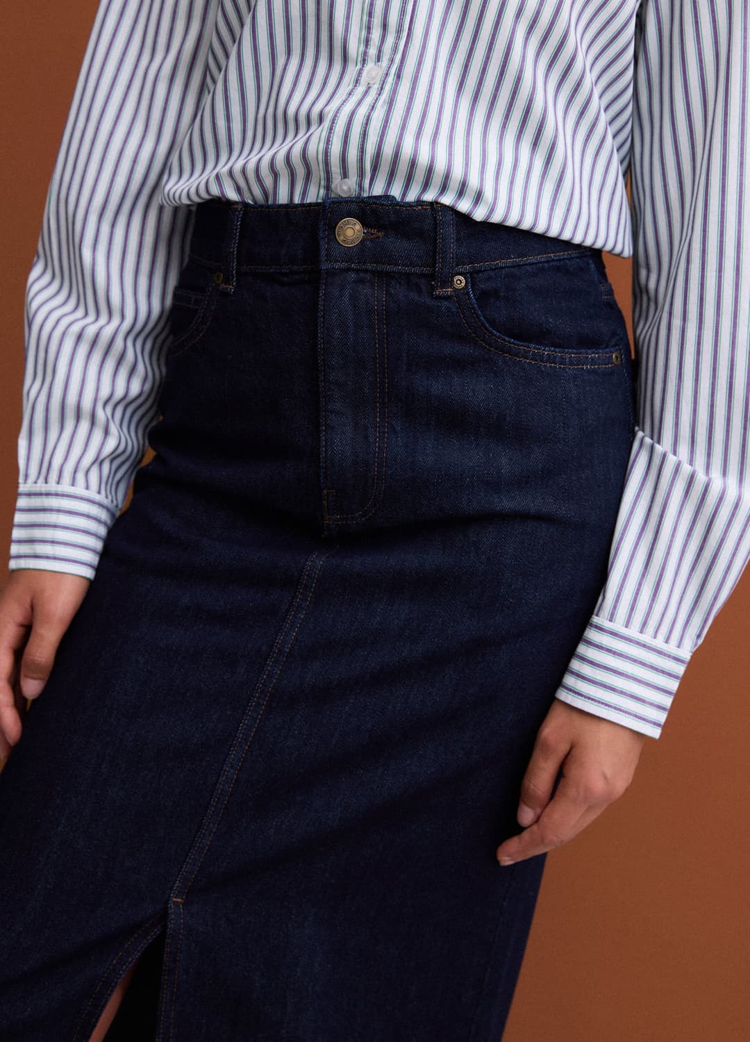 Blaue Midirock Aus Reinem Baumwoll-denim | OVS Blaue Midirock Aus Reinem Baumwoll-denim - 3 | OVS