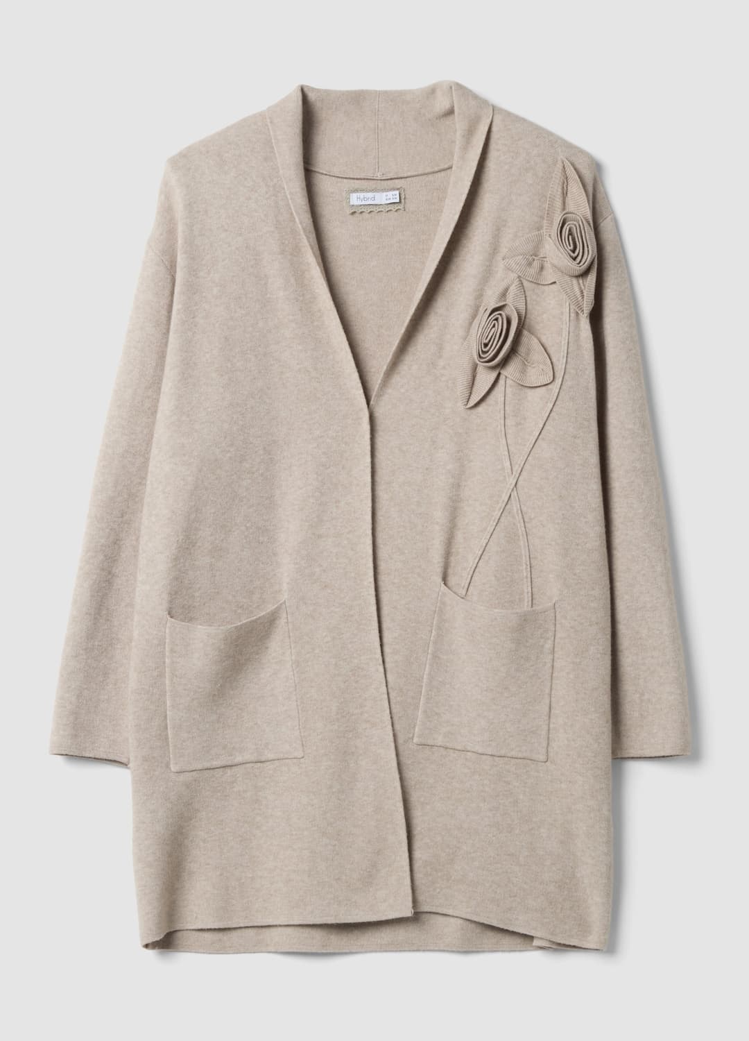 Cardigan Beige In Misto Viscosa Con Fiori In Rilievo | OVS Cardigan Beige In Misto Viscosa Con Fiori In Rilievo - 0 | OVS