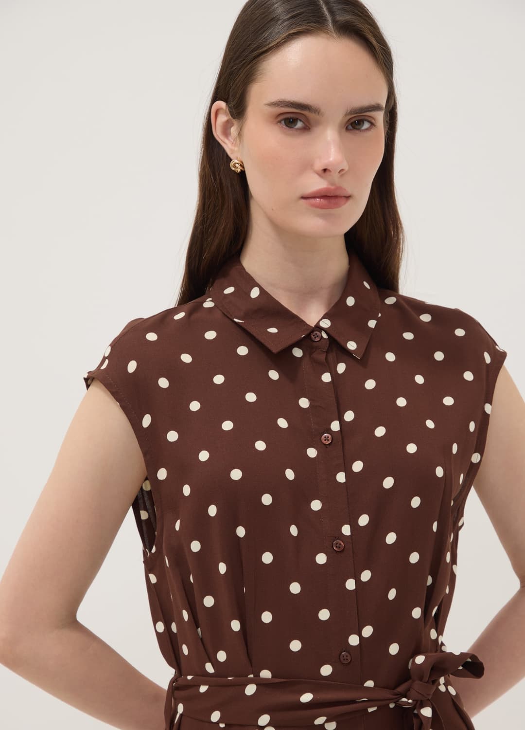 Abito Midi Marrone In Pura Viscosa A Pois Regular Fit | OVS Abito Midi Marrone In Pura Viscosa A Pois Regular Fit - 2 | OVS