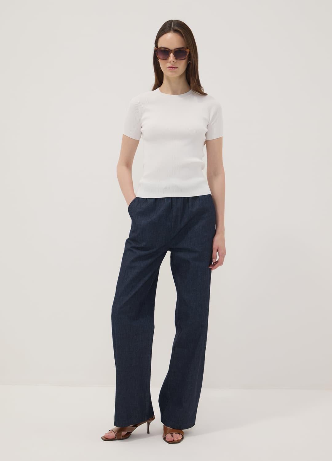 Blaue Wide-leg-jeanshose Aus Reiner Baumwolle Mit Tunnelzug | OVS Blaue Wide-leg-jeanshose Aus Reiner Baumwolle Mit Tunnelzug - 0 | OVS