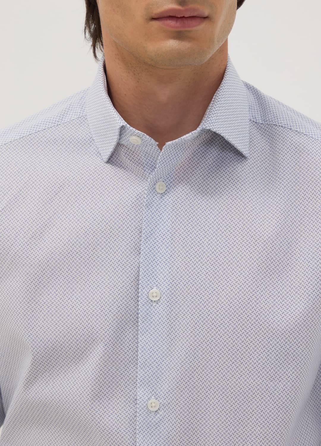 Camicia Azzurra In Popeline Di Cotone Elasticizzato Con Collo Francese | OVS Camicia Azzurra In Popeline Di Cotone Elasticizzato Con Collo Francese - 1 | OVS