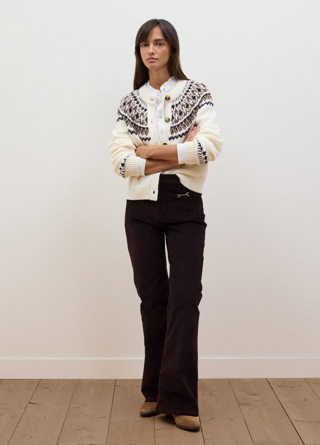 Cardigan Bianco In Misto Lana Jacquard Con Girocollo | OVS Cardigan Bianco In Misto Lana Jacquard Con Girocollo - 1 | OVS