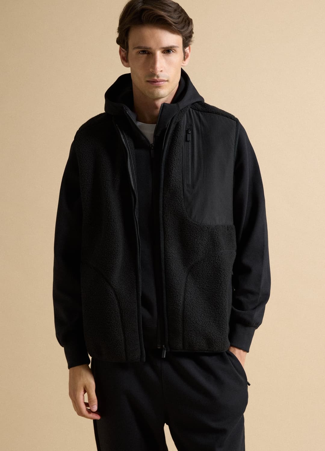 Felpa Full-zip Reversibile Nera Con Colletto Regular Fit | OVS Felpa Full-zip Reversibile Nera Con Colletto Regular Fit - 0 | OVS