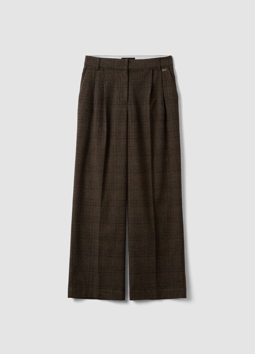 Braune Wide-leg-hose Aus Elastischer Viskose Mit Karomuster | OVS Braune Wide-leg-hose Aus Elastischer Viskose Mit Karomuster - 4 | OVS