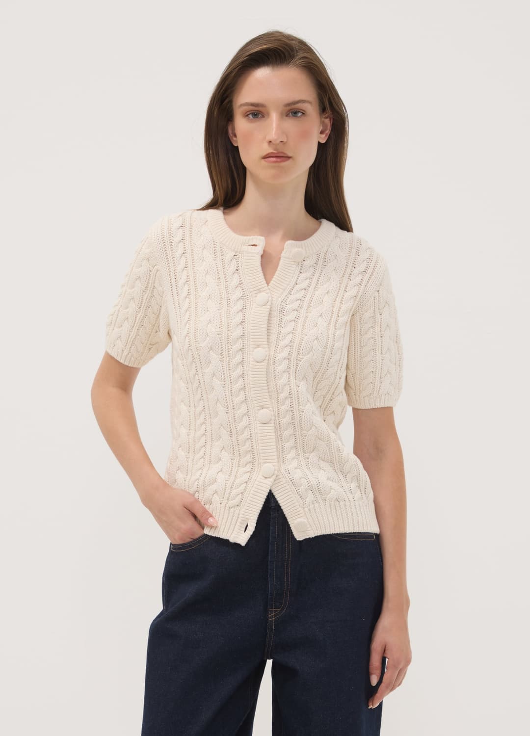 Cardigan Beige In Puro Cotone A Trecce Regular Fit | OVS Cardigan Beige In Puro Cotone A Trecce Regular Fit - 2 | OVS