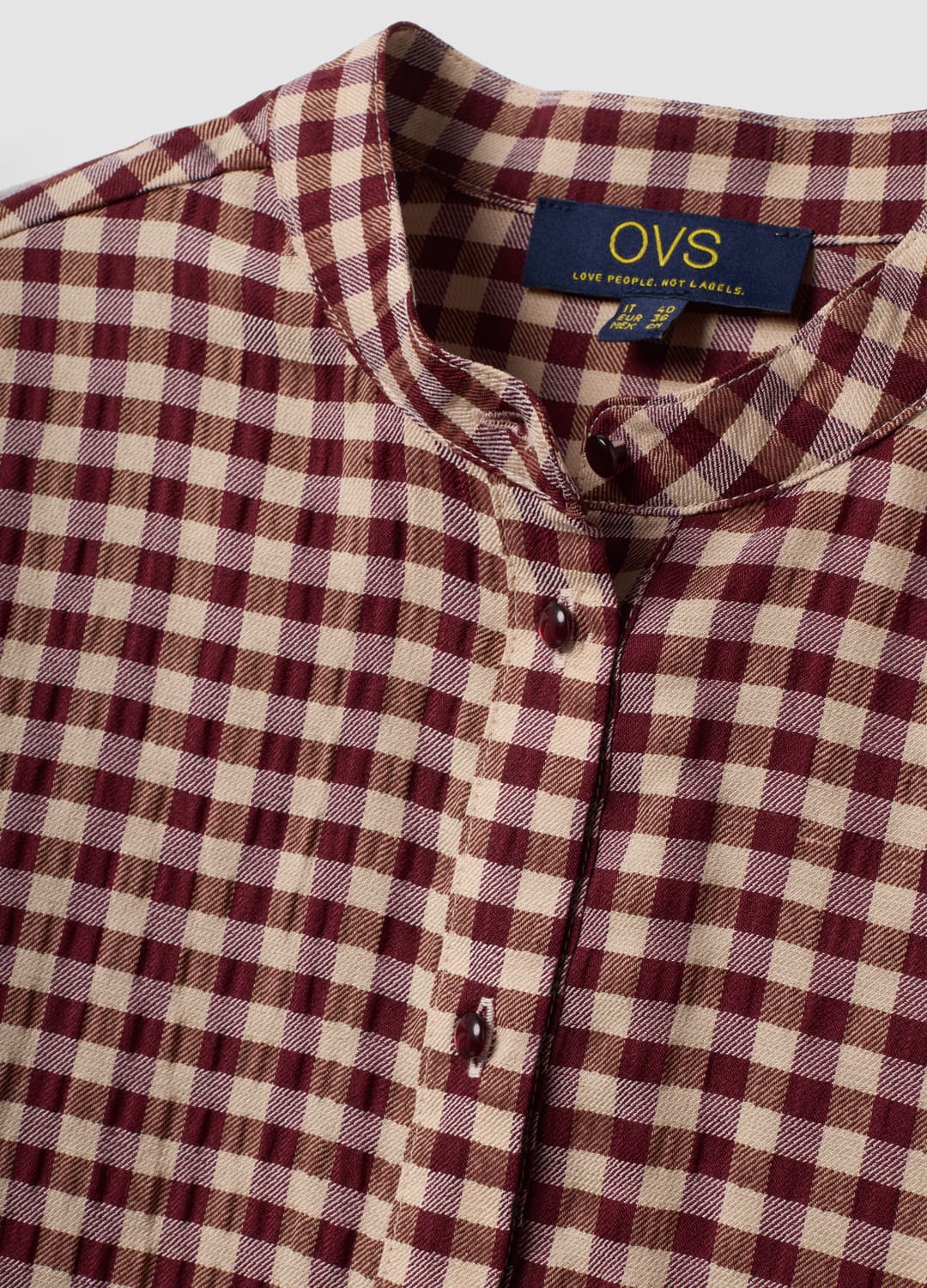 Camicia Bianca A Quadri In Viscosa Elasticizzato Con Collo Coreano | OVS Camicia Bianca A Quadri In Viscosa Elasticizzato Con Collo Coreano - 6 | OVS