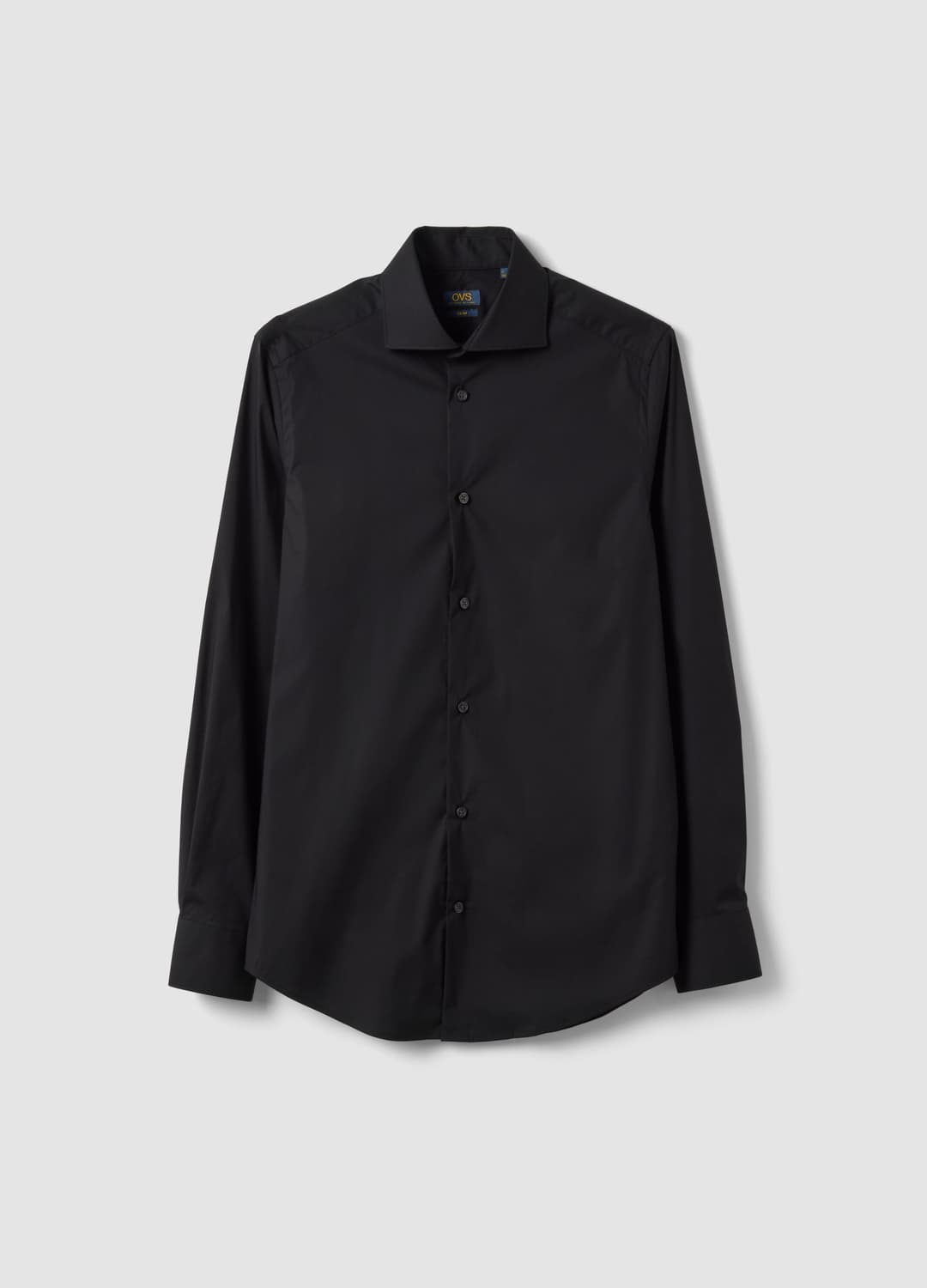 Camicia Nera In Popeline Di Cotone Elasticizzato Slim Fit | OVS Camicia Nera In Popeline Di Cotone Elasticizzato Slim Fit - 0 | OVS