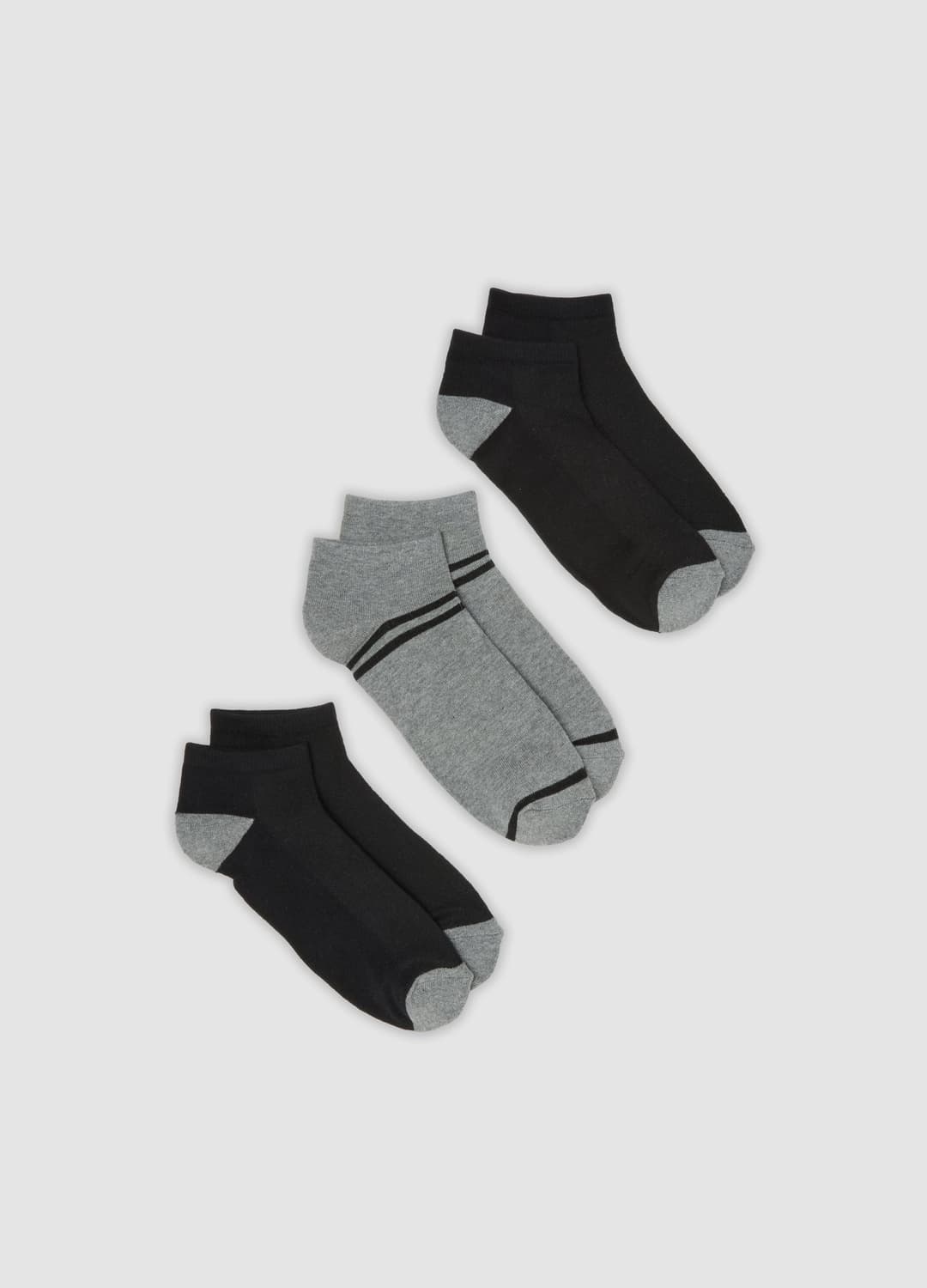 3er-pack Schwarze Und Graue Sport-knöchelsocken Aus Elastischer Bio-baumwolle | OVS 3er-pack Schwarze Und Graue Sport-knöchelsocken Aus Elastischer Bio-baumwolle - 0 | OVS