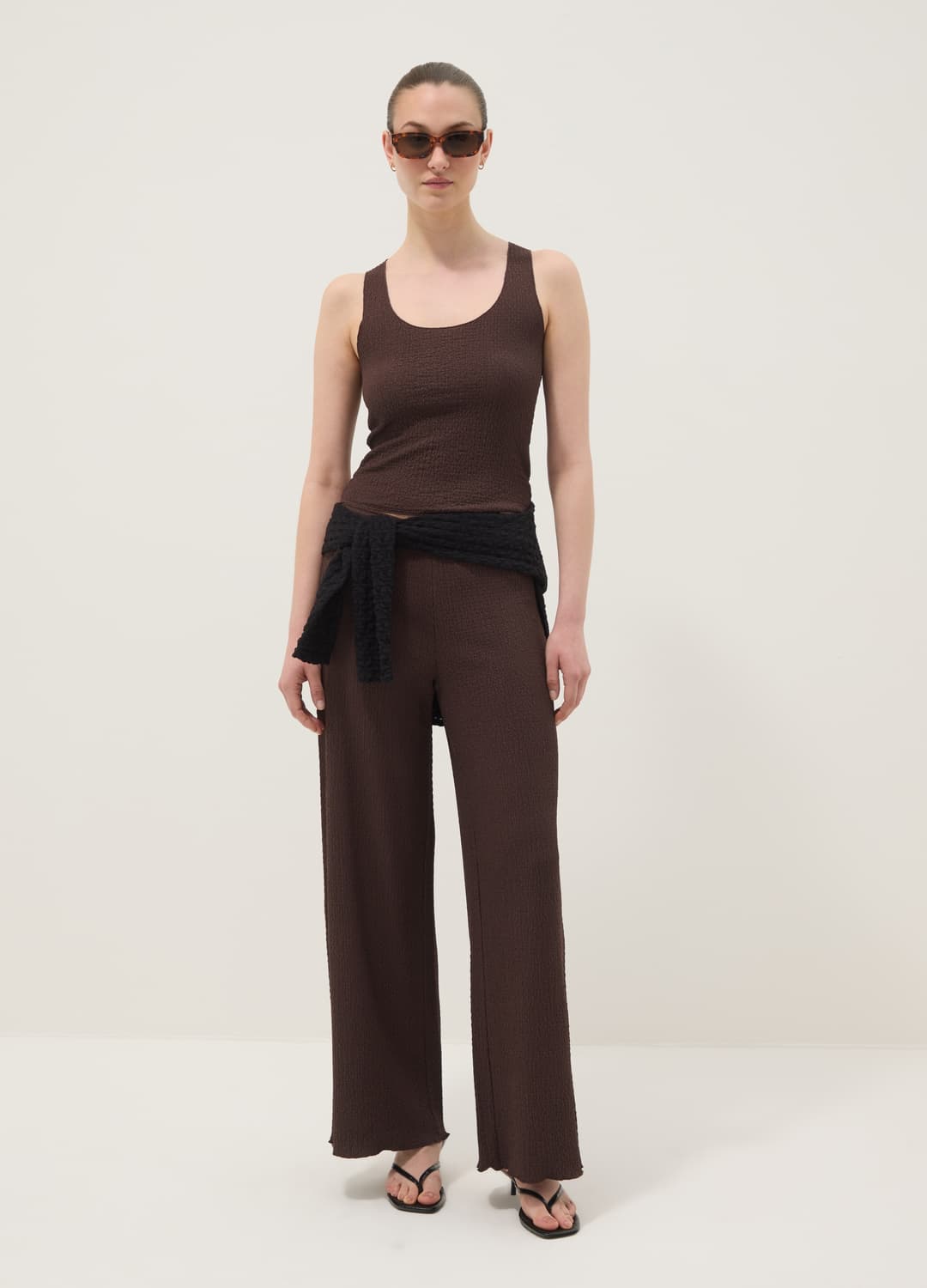 Braunes Stretch-top Mit Crinkle-struktur | OVS Braunes Stretch-top Mit Crinkle-struktur - 1 | OVS
