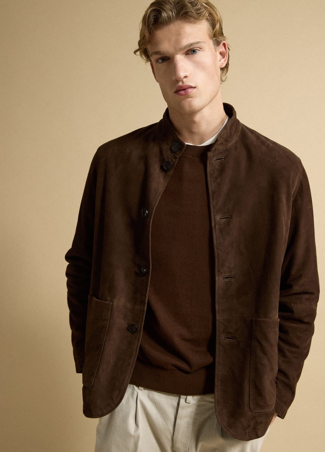 Shacket Marrone Imbottita In Vera Pelle Con Colletto Alto Regular Fit | OVS Shacket Marrone Imbottita In Vera Pelle Con Colletto Alto Regular Fit - 0 | OVS