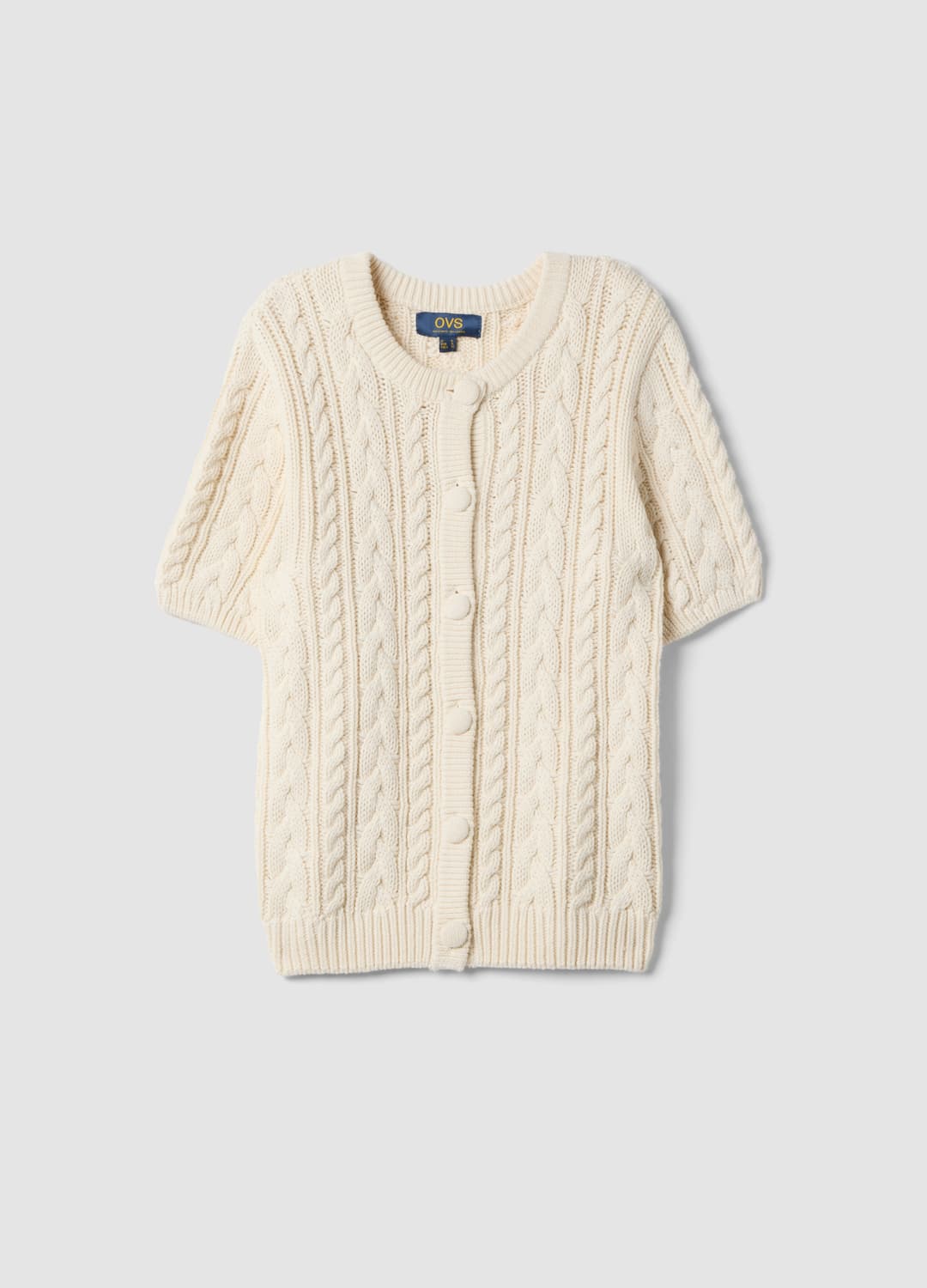 Cardigan Beige In Puro Cotone A Trecce Regular Fit | OVS Cardigan Beige In Puro Cotone A Trecce Regular Fit - 4 | OVS
