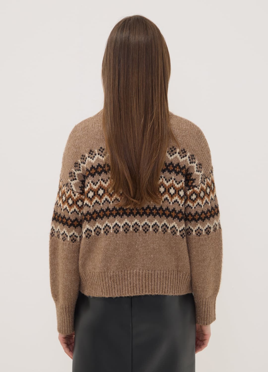 Brauner Jacquard-pullover Mit Stehkragen | OVS Brauner Jacquard-pullover Mit Stehkragen - 3 | OVS