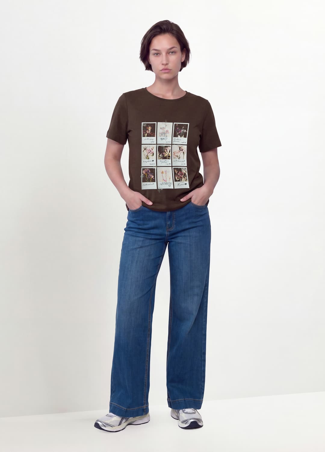 Braunes T-shirt Aus Reiner Baumwolle Mit Blumenprint | OVS Braunes T-shirt Aus Reiner Baumwolle Mit Blumenprint - 0 | OVS