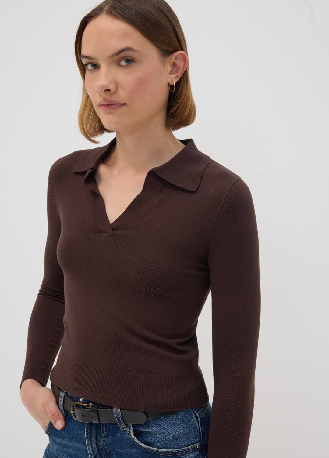 Brauner Pullover Aus Viskosemix Mit Polokragen | OVS Brauner Pullover Aus Viskosemix Mit Polokragen - 0 | OVS