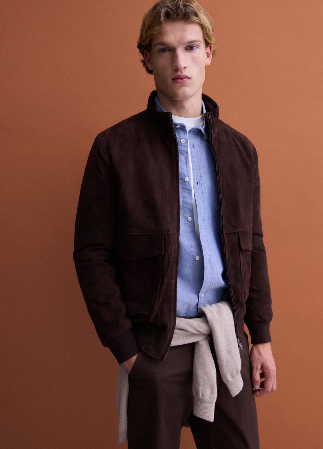 Bomber Marrone In Vera Pelle Con Zip | OVS Bomber Marrone In Vera Pelle Con Zip - 1 | OVS
