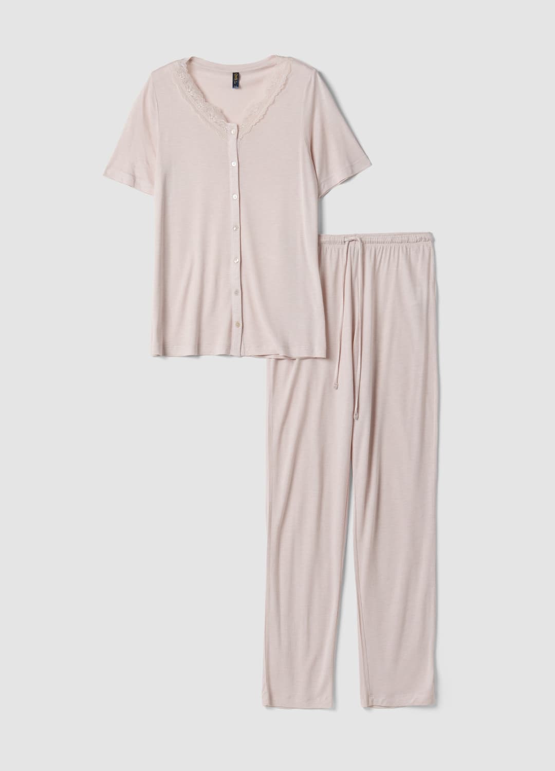 Pigiama Rosa In Pura Viscosa Con Scollo A V In Pizzo Regular Fit | OVS Pigiama Rosa In Pura Viscosa Con Scollo A V In Pizzo Regular Fit - 4 | OVS