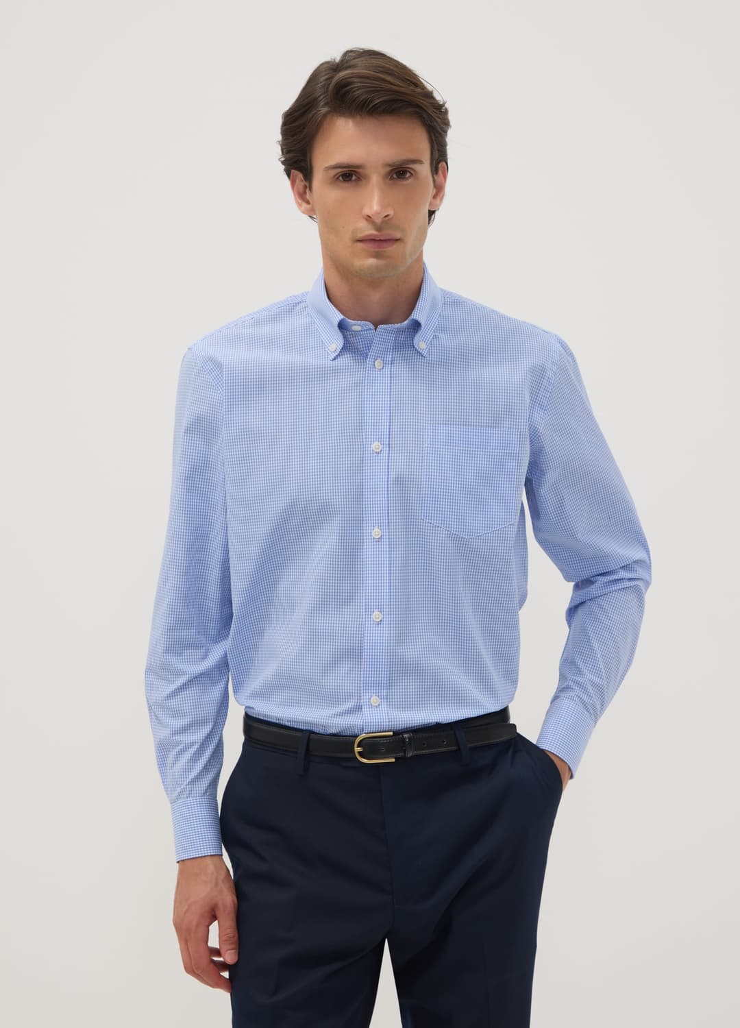 Camicia Azzurra In Misto Cotone Con Colletto Button Down Easy Iron Regular Fit | OVS Camicia Azzurra In Misto Cotone Con Colletto Button Down Easy Iron Regular Fit - 0 | OVS