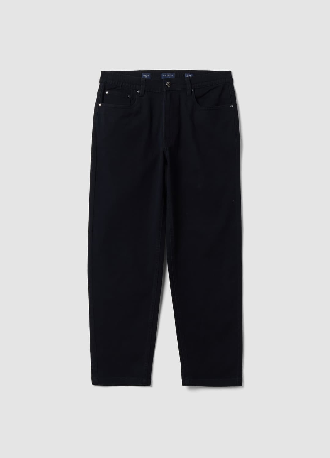 Pantaloni Straight Neri In Twill Di Cotone Elasticizzato | OVS Pantaloni Straight Neri In Twill Di Cotone Elasticizzato - 0 | OVS