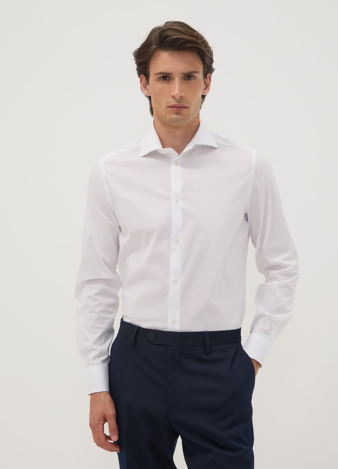 Camicia Bianca In Popeline Di Cotone Elasticizzato Con Collo Francese Slim Fit | OVS Camicia Bianca In Popeline Di Cotone Elasticizzato Con Collo Francese Slim Fit - 0 | OVS