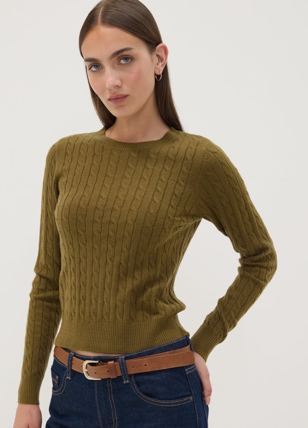 Roter Zopfmuster-pullover Mit Rundhalsausschnitt | OVS Roter Zopfmuster-pullover Mit Rundhalsausschnitt - 0 | OVS