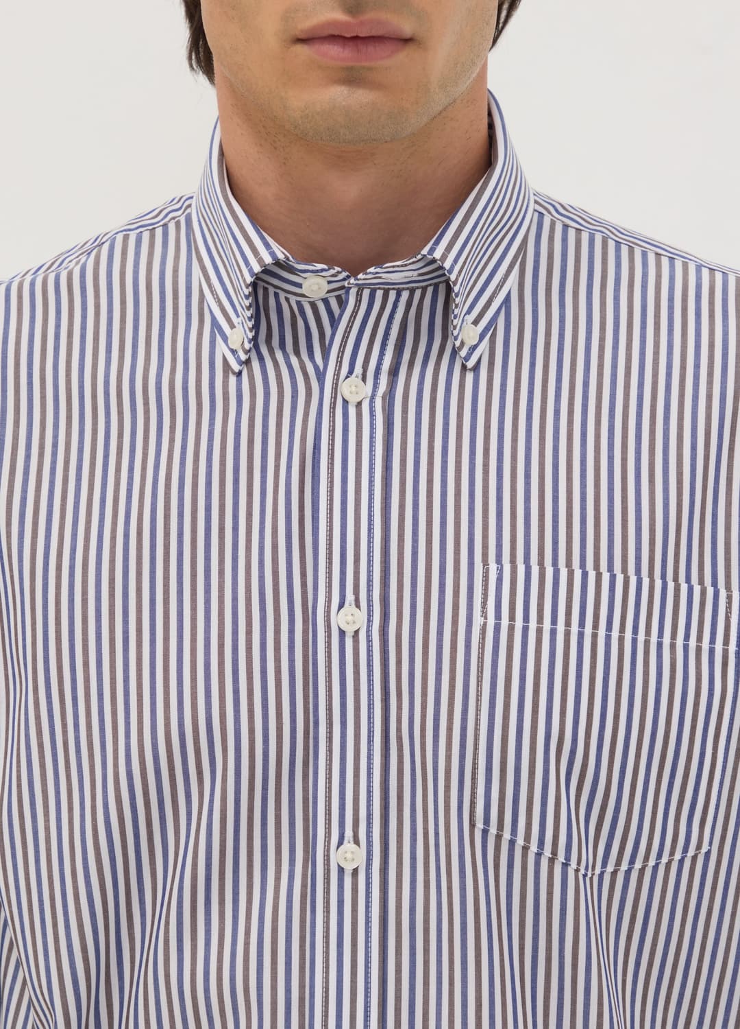 Camicia Bianca In Misto Cotone A Righe Con Collo Button-down Easy Iron | OVS Camicia Bianca In Misto Cotone A Righe Con Collo Button-down Easy Iron - 1 | OVS