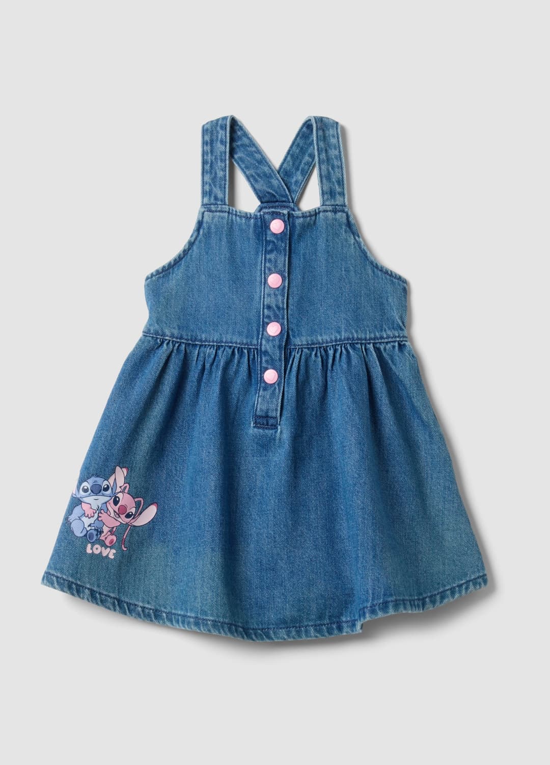 Abito Denim Blu In Misto Cotone E Viscosa Con Stampa Lilo & Stitch Per Bimba | OVS Abito Denim Blu In Misto Cotone E Viscosa Con Stampa Lilo & Stitch Per Bimba - 0 | OVS