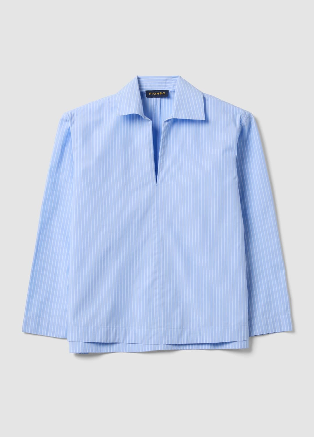 Camicia Azzurra A Righe In Popeline Di Puro Cotone Con Scollo A V | OVS Camicia Azzurra A Righe In Popeline Di Puro Cotone Con Scollo A V - 4 | OVS