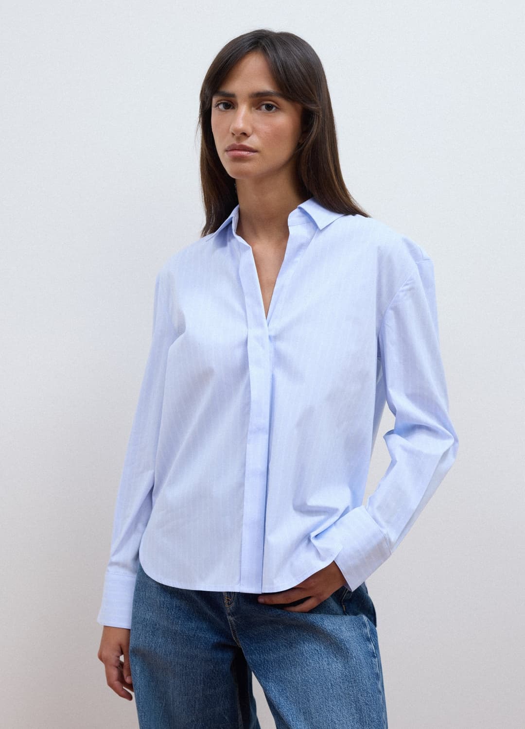 Camicia Azzurra In Cotone Elasticizzato A Righe Regular Fit | OVS Camicia Azzurra In Cotone Elasticizzato A Righe Regular Fit - 2 | OVS