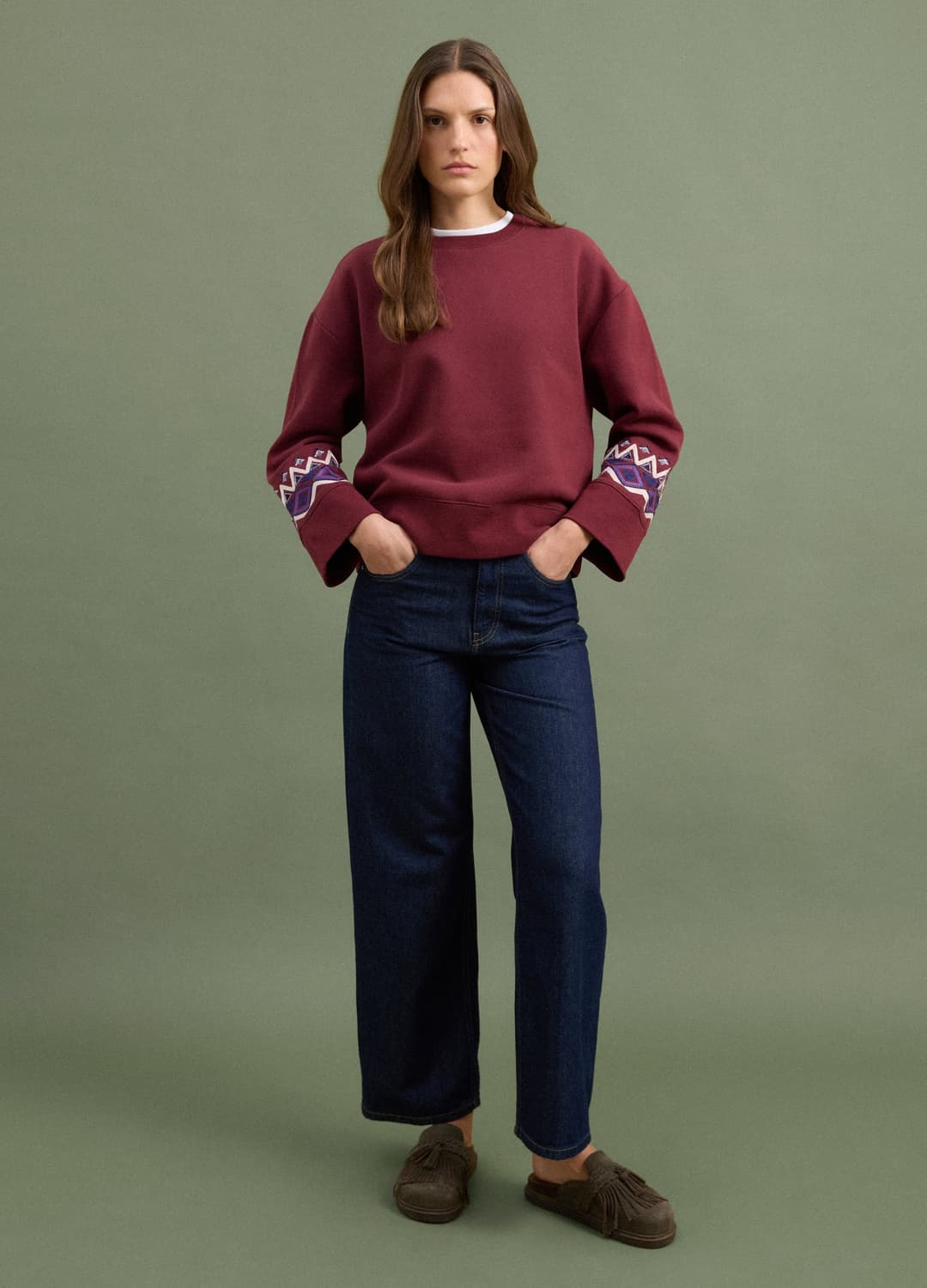 Felpa Rossa In Misto Cotone Con Fantasia Regular Fit | OVS Felpa Rossa In Misto Cotone Con Fantasia Regular Fit - 1 | OVS