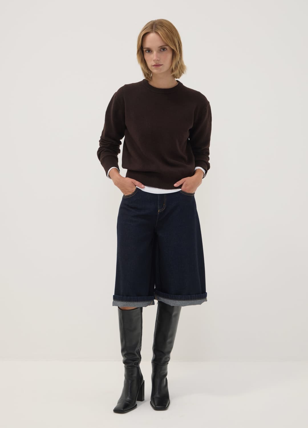 Brauner Stretchwoll-pullover Mit Rundhalsausschnitt | OVS Brauner Stretchwoll-pullover Mit Rundhalsausschnitt - 1 | OVS
