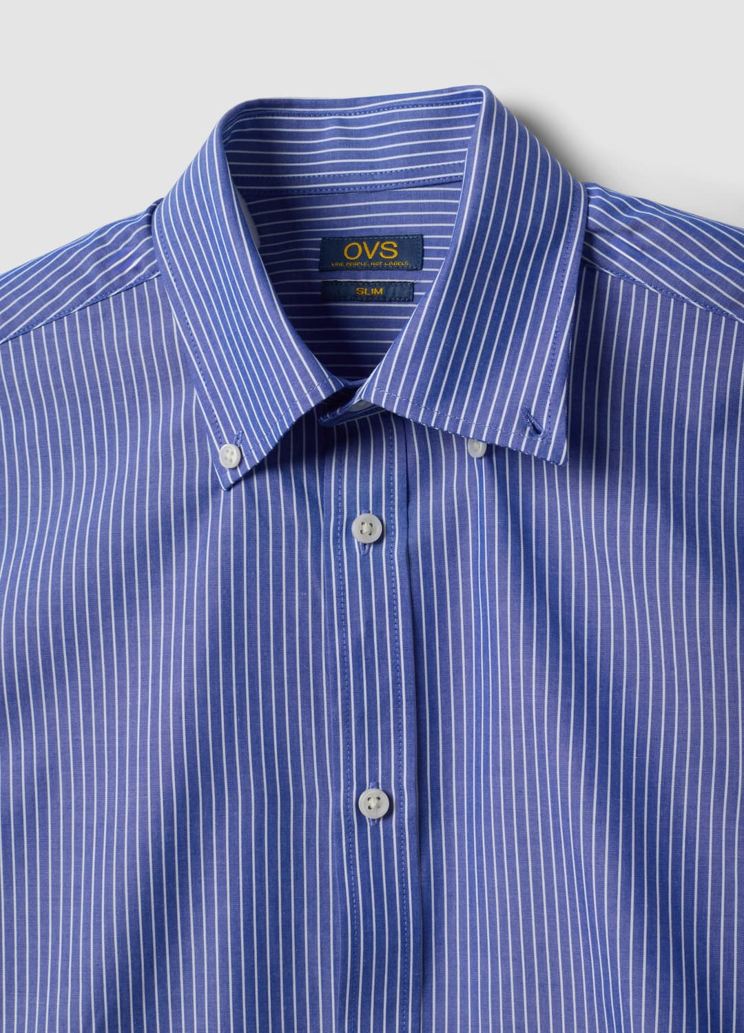 Camicia Blu In Misto Cotone Con Collo Botton Down Slim Fit Easy Iron | OVS Camicia Blu In Misto Cotone Con Collo Botton Down Slim Fit Easy Iron - 6 | OVS
