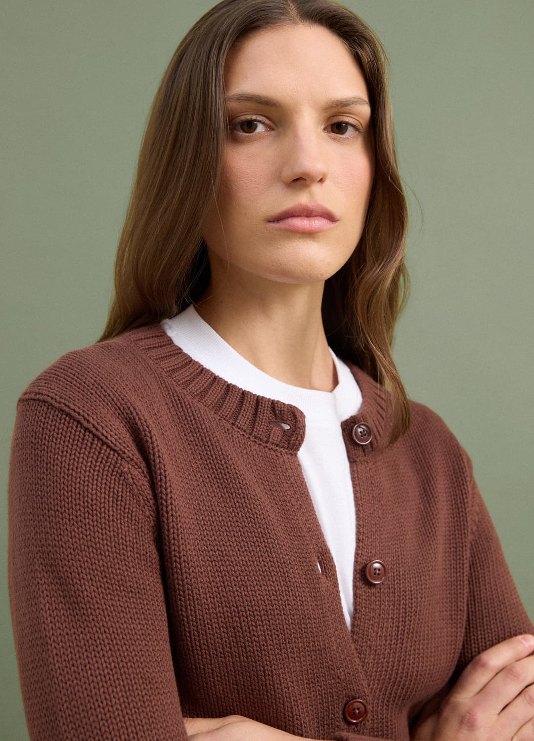Brauner Cardigan Aus Reiner Baumwolle Mit Knöpfen | OVS Brauner Cardigan Aus Reiner Baumwolle Mit Knöpfen - 0 | OVS