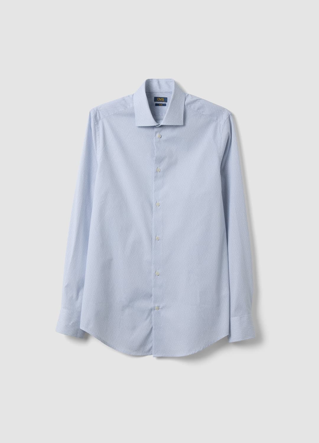 Camicia Azzurra In Popeline Di Cotone Elasticizzato Con Collo Francese | OVS Camicia Azzurra In Popeline Di Cotone Elasticizzato Con Collo Francese - 4 | OVS