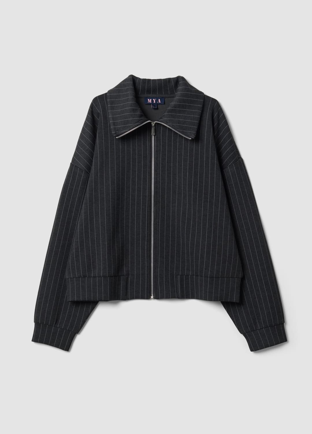 Felpa Full Zip Grigia In Viscosa Elasticizzata A Righe Con Colletto | OVS Felpa Full Zip Grigia In Viscosa Elasticizzata A Righe Con Colletto - 0 | OVS