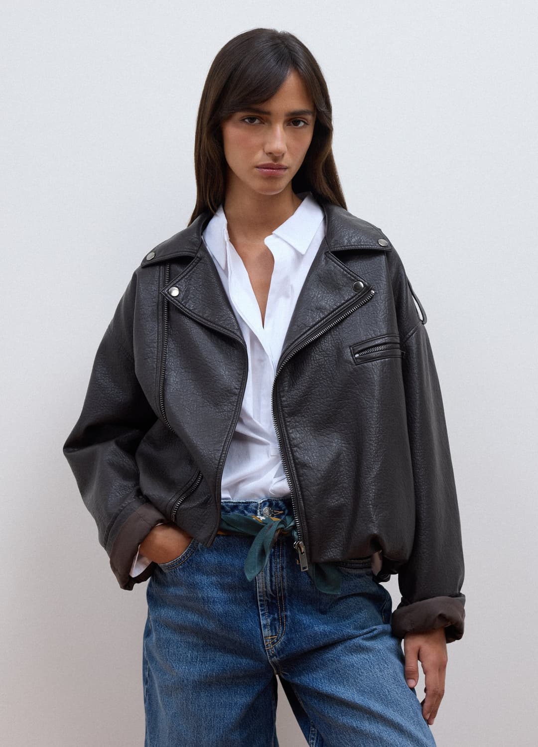 Giacca Marrone Biker In Misto Viscosa | OVS Giacca Marrone Biker In Misto Viscosa - 1 | OVS
