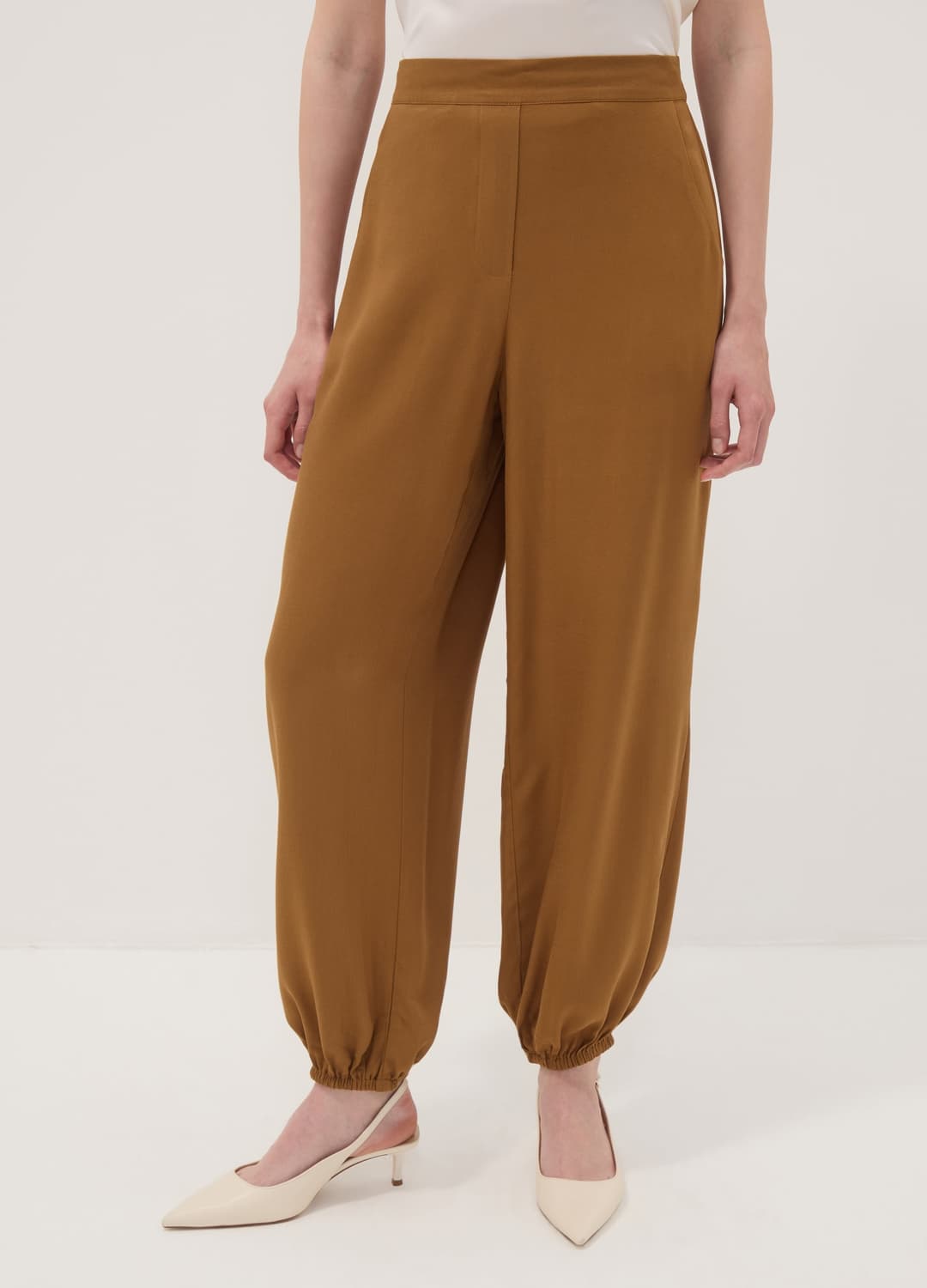 Braune Hose Aus Reiner Viskose Mit Elastischem Saum | OVS Braune Hose Aus Reiner Viskose Mit Elastischem Saum - 8 | OVS