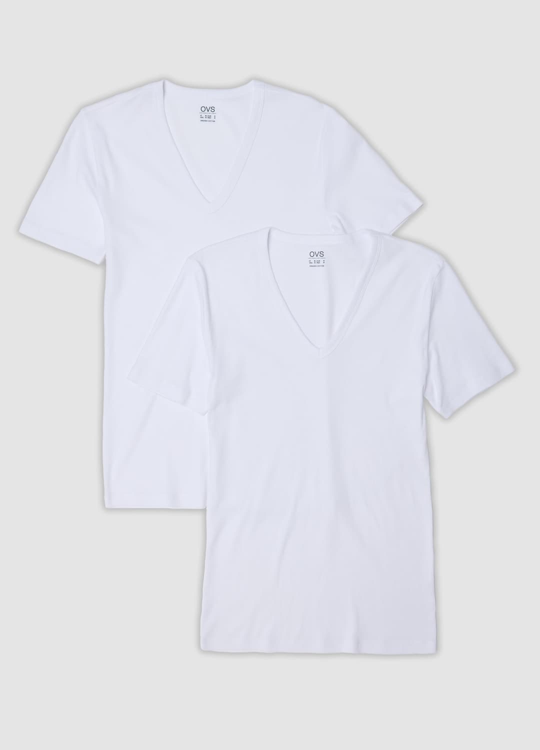 2er-pack Weiße T-shirts Aus Bio-baumwolle Mit Tiefem V-ausschnitt | OVS 2er-pack Weiße T-shirts Aus Bio-baumwolle Mit Tiefem V-ausschnitt - 4 | OVS