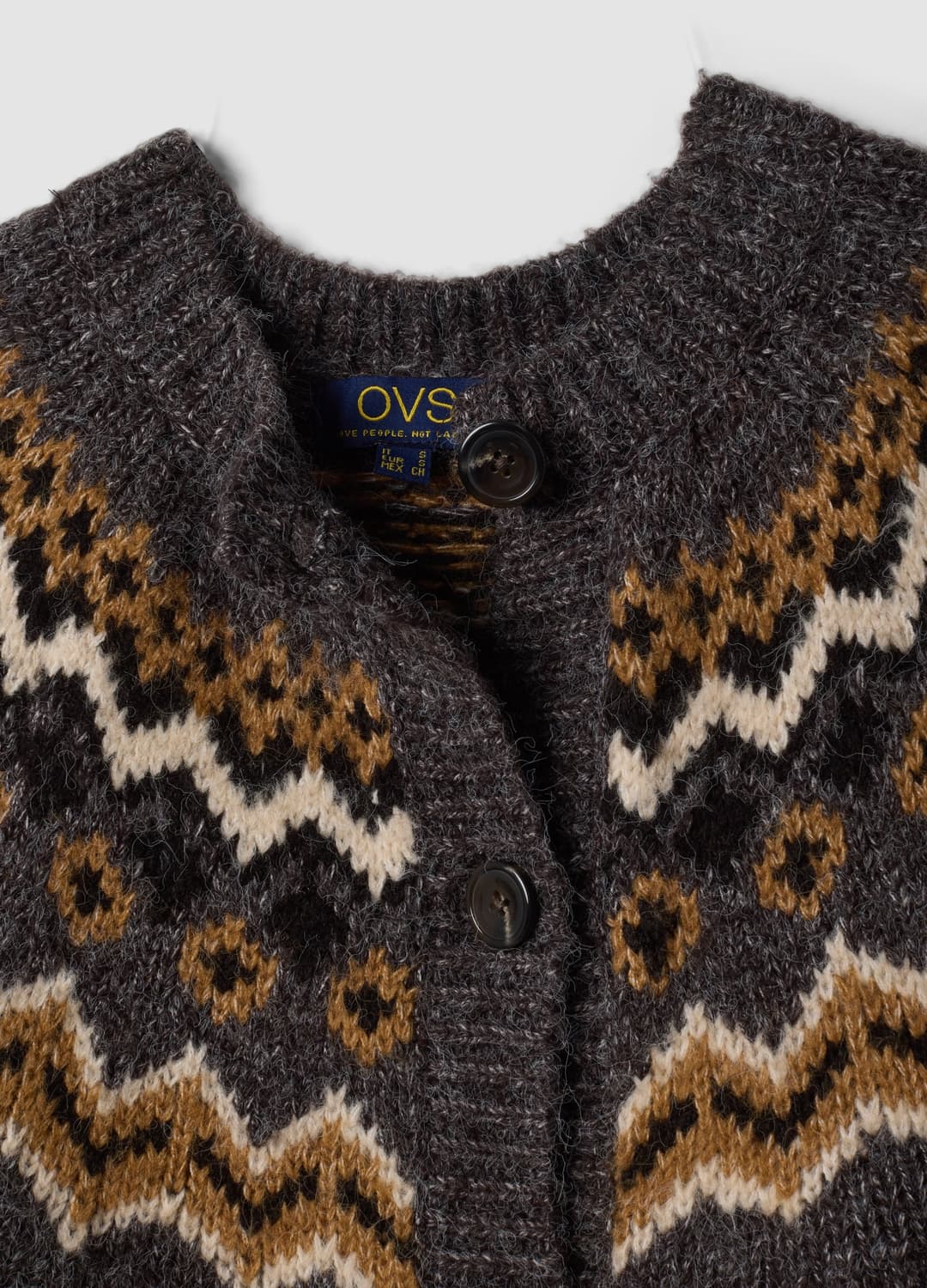 Cardigan Grigio Girocollo Con Fantasia Jacquard | OVS Cardigan Grigio Girocollo Con Fantasia Jacquard - 5 | OVS