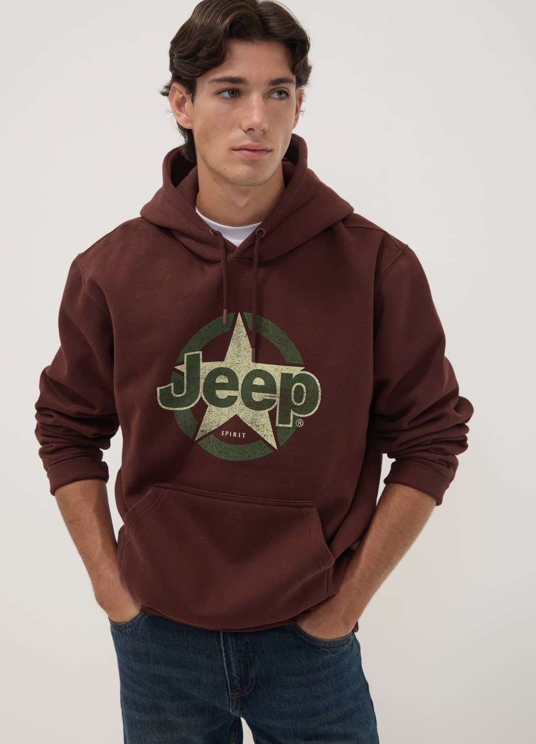 Felpa Marrone In Misto Cotone Con Cappuccio E Stampa Jeep Relaxed Fit | OVS Felpa Marrone In Misto Cotone Con Cappuccio E Stampa Jeep Relaxed Fit - 0 | OVS