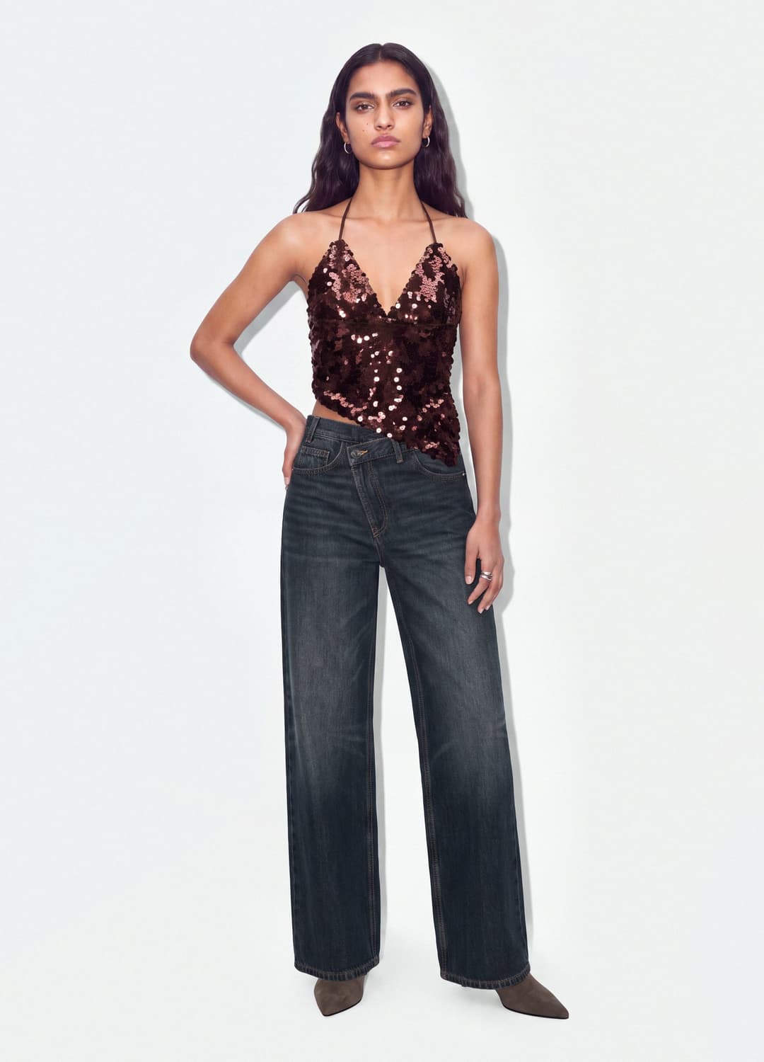 Top Marrone In Tessuto Elasticizzato Con Paillettes | OVS Top Marrone In Tessuto Elasticizzato Con Paillettes - 3 | OVS