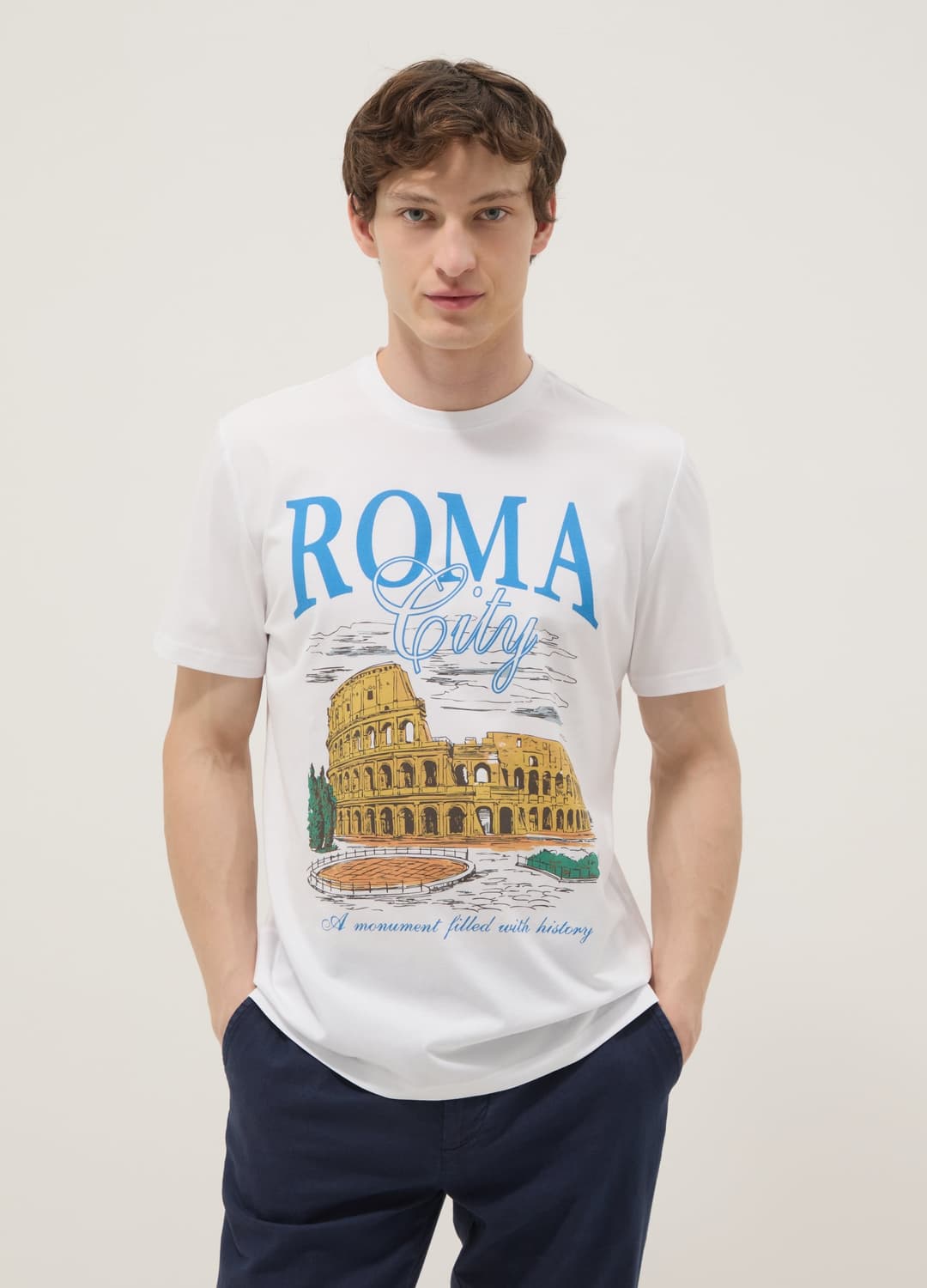 T-shirt Bianca In Puro Cotone Con Stampa Regular Fit | OVS T-shirt Bianca In Puro Cotone Con Stampa Regular Fit - 1 | OVS