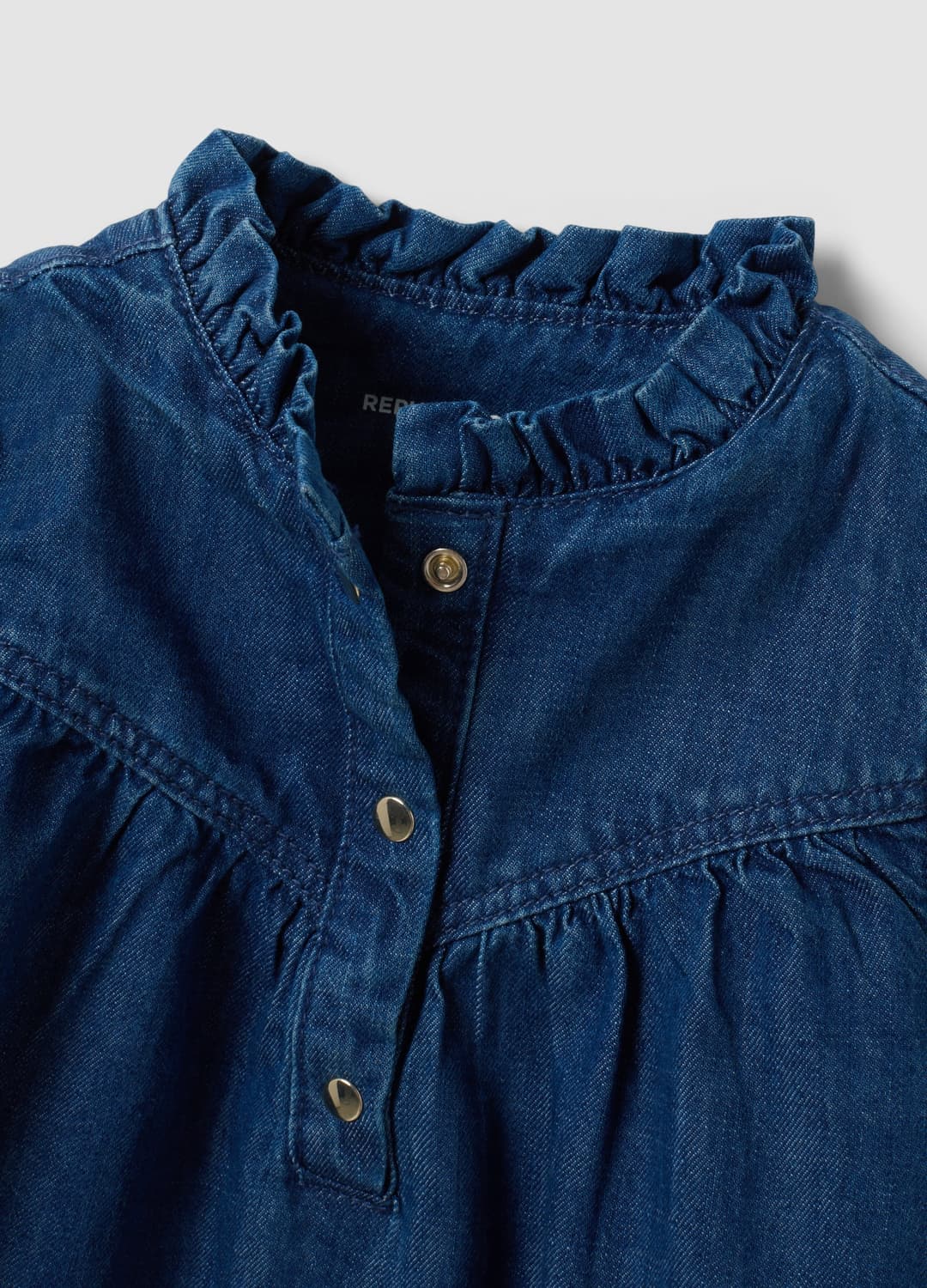 Abito Wide Blu In Puro Cotone Con Girocollo E Volant Per Bambina | OVS Abito Wide Blu In Puro Cotone Con Girocollo E Volant Per Bambina - 2 | OVS