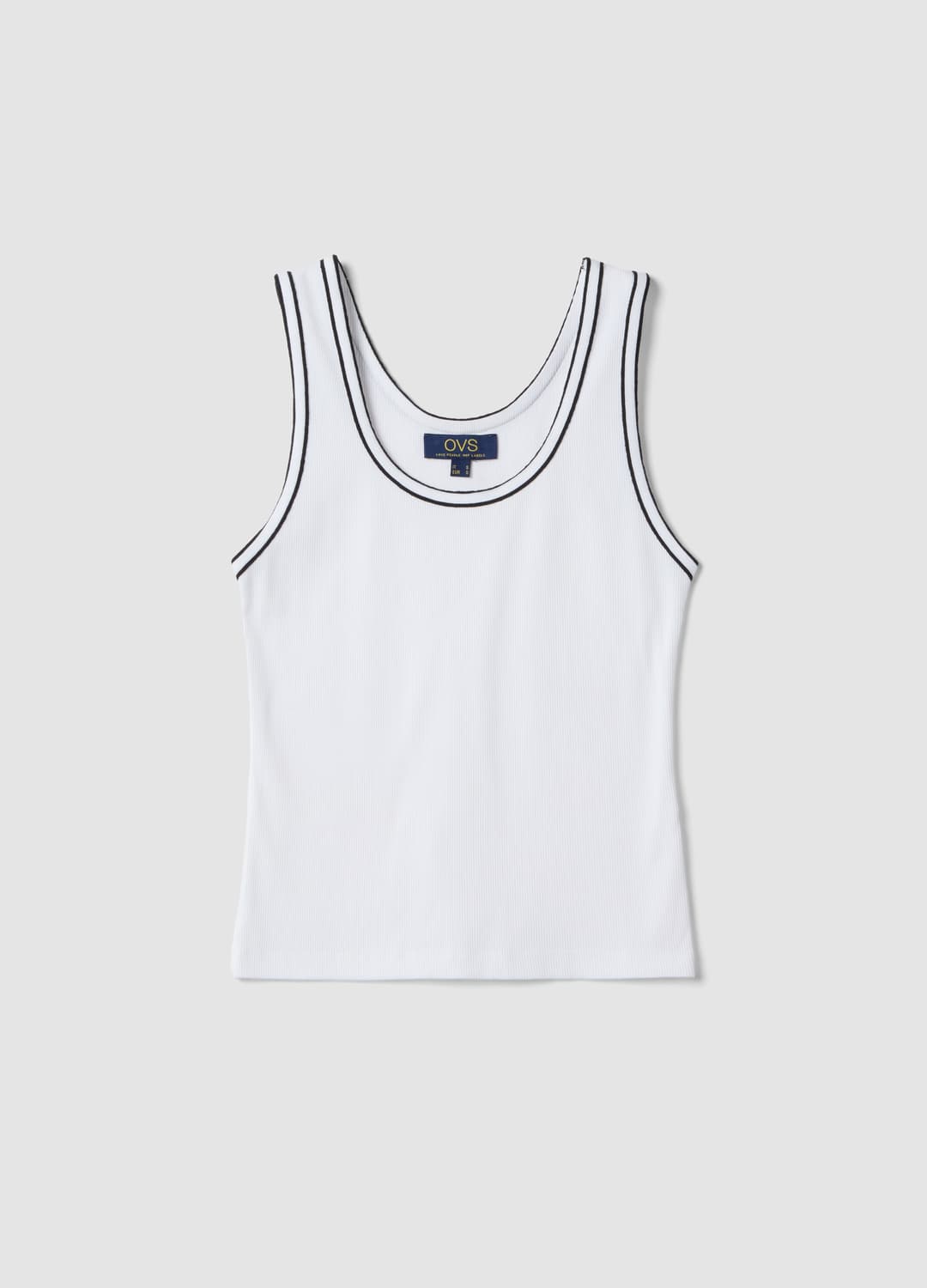 Weißes Tanktop Aus Stretch-baumwolle Mit Rand | OVS Weißes Tanktop Aus Stretch-baumwolle Mit Rand - 4 | OVS