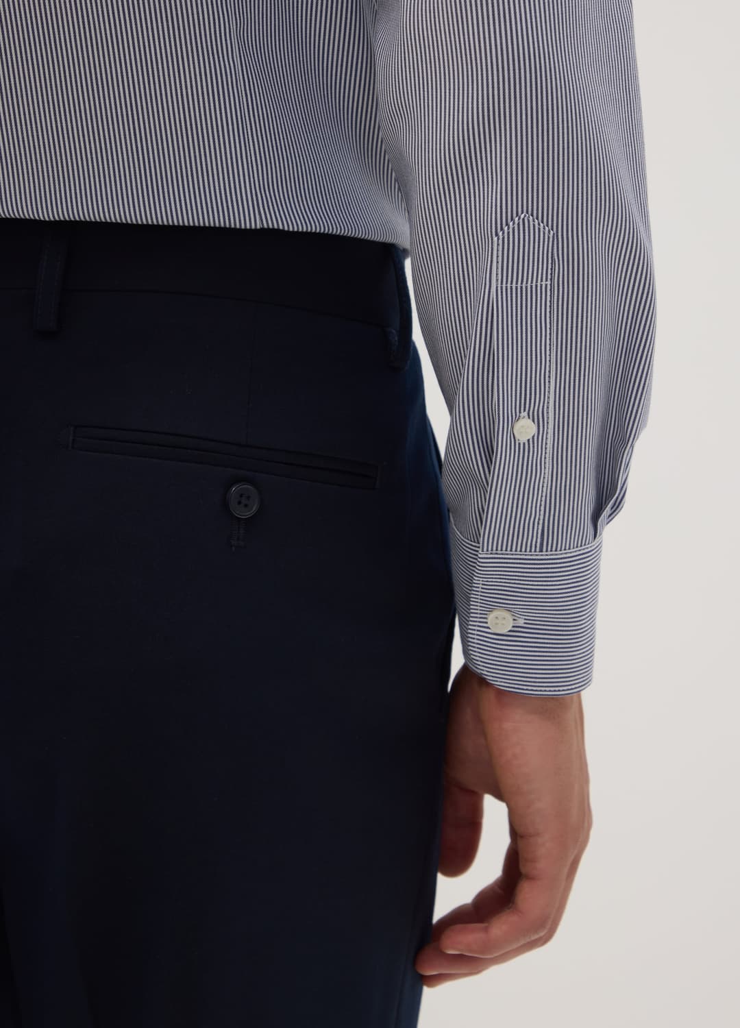 Camicia Blu In Puro Cotone A Righe Con Collo Francese Slim Fit No Iron | OVS Camicia Blu In Puro Cotone A Righe Con Collo Francese Slim Fit No Iron - 2 | OVS