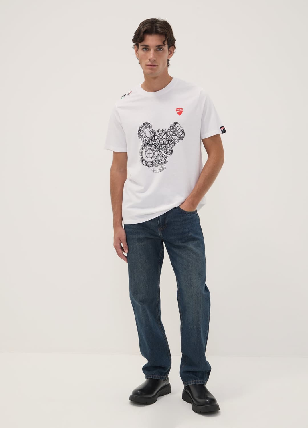 Weißes T-shirt Aus Reiner Baumwolle Mit Rundhalsausschnitt Und Ducati-print | OVS Weißes T-shirt Aus Reiner Baumwolle Mit Rundhalsausschnitt Und Ducati-print - 2 | OVS