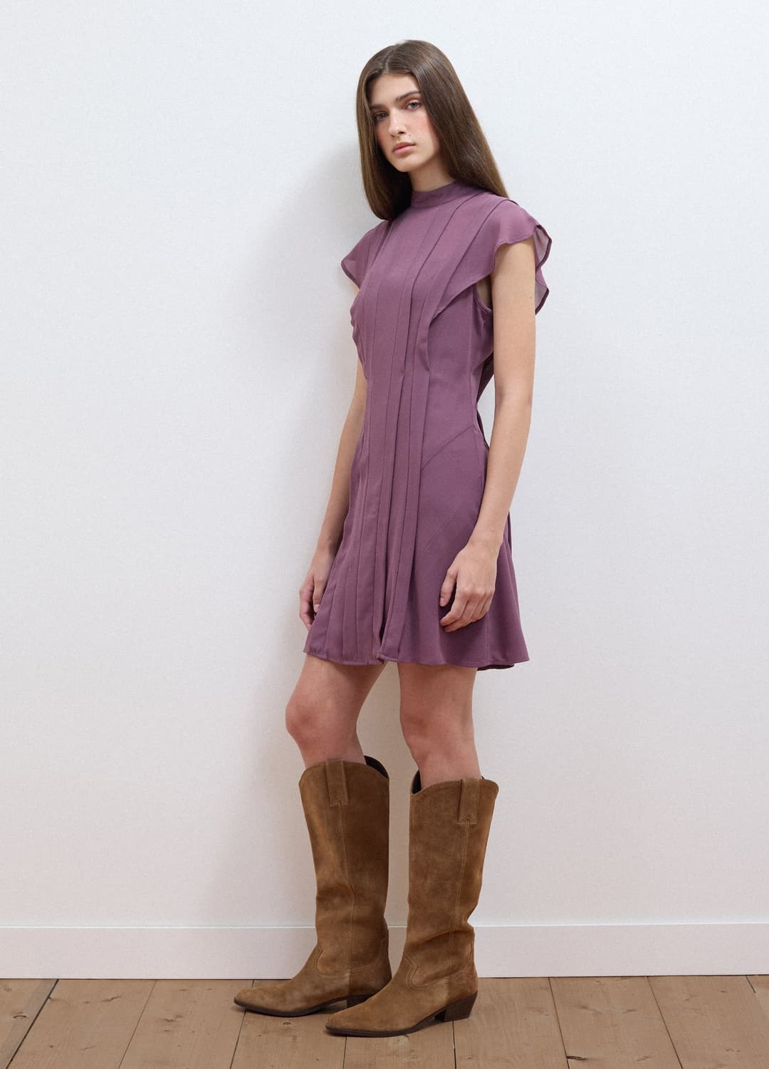 Violettes Kleid Mit Kurzen Volantärmeln In Relaxed Fit | OVS Violettes Kleid Mit Kurzen Volantärmeln In Relaxed Fit - 0 | OVS